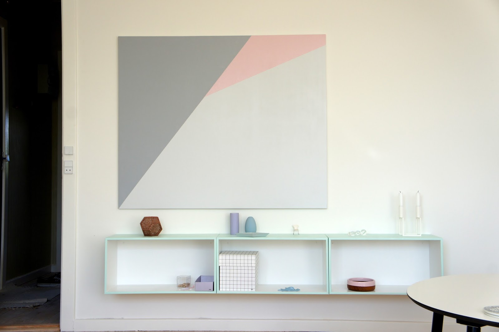 Stue diy maleri indretning pastel boligciousboligcious Maleri til stue